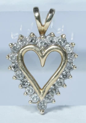 10K Yellow Gold .40ctw *HEART* Natural Diamond Pendant, 2.1 grams Foto 1 de 4