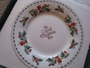 Eine Tasse Weihnachten Tee Speiseteller Fine Bone China 10 1/2" Hegg - Bild 1 von 2