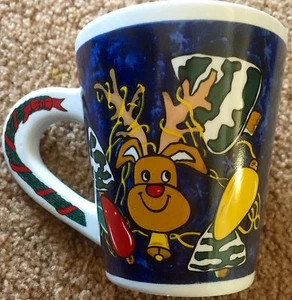 Happy Reindeer Christmas Lights Mug Coffee Cup Holiday Winter - Picture 1 of 1
