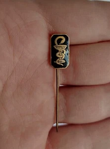 ANTIQUE DOCTOR MED PHARMACY MEMENTO MORI VICTORIAN BLACK ENAMEL PIN-CIRCA 1900 - Picture 1 of 2