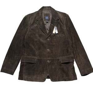 BNWT Men’s GAP Leather Jacket Large Dark Brown Suede RRP £178 - Picture 1 of 8