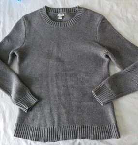 J. Suéter Pullover Crew Gris Tejido Manga Larga Mujer Cuello Redondo Talla Pequeña - Imagen 1 de 6