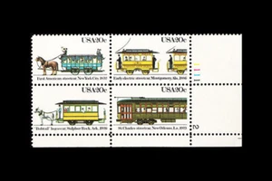 USA 1983 STREETCARS #2059-2062 PLATE BLOCK MNH - Bild 1 von 1