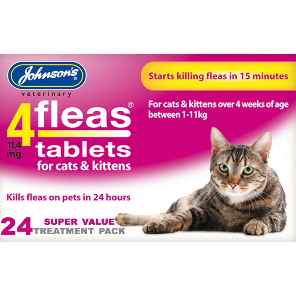 Johnsons 4Fleas Flea Tablets For Cats & Kittens - 24 Treatments Mega Value Pack