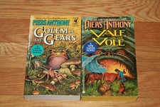 Lot of 2 books Piers Anthony Xanth series Vale of the Vole & Golem in the Gears