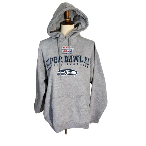 Reebok Grey Seattle Seahawks Super Bowl XL Hoodie Women's Size M Cover
