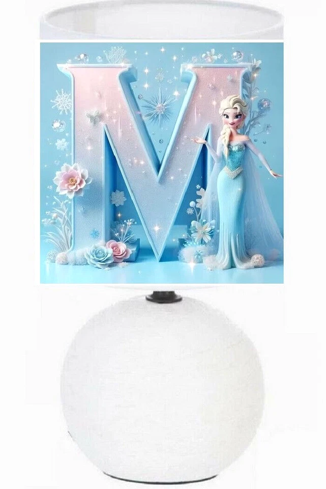 Lampe de chevet Reine des Neiges Lettre de son Prénom M - Photo 1/1