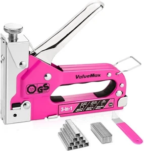 ValueMax 3-in-1 Handtacker Set mit 2000 Klammern,Rosa Profi Tacker für Holz - Bild 1 von 8