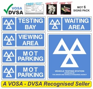 MOT SIGN | MOT SIGNS | MOT SIGN PACK | VOSA DVSA | OFFICIAL MOT 6 SIGNS PACK - Picture 1 of 12