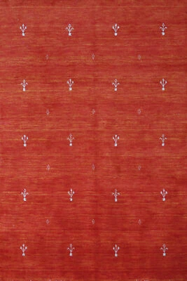 Alfombra Gabbeh de lana naranja hecha artesanalmente alfombra anudada a mano 5x6 pies Foto 1 de 4