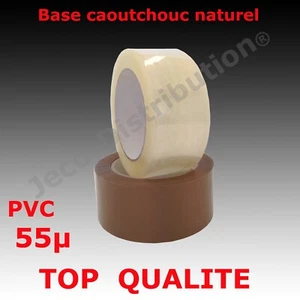 Rouleau ruban adhésif emballage PVC Haute Qualité 55µ Havane ou transparent 66M - Imagen 1 de 3
