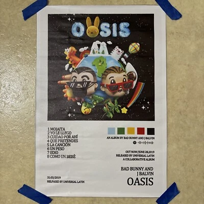 Bad Bunny & J Balvin - Oasis ✅ Hip Hop Rap Music Wall Art Canvas Poster ✅ 12x18” - Image 1 of 4