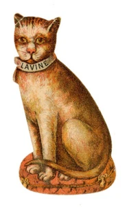 Tarjeta comercial troquelada de jabón de lavanda original c. 1900 para gatos. Hartford Chemical Works CT - Imagen 1 de 1