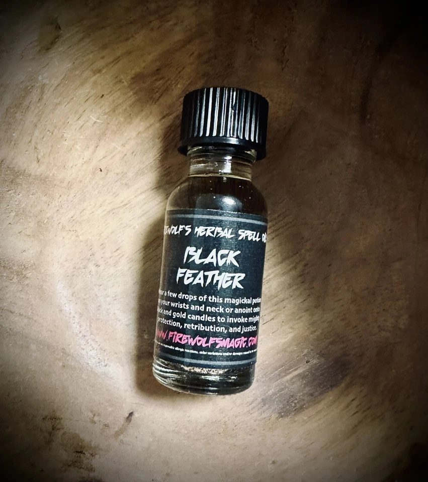Ритуальное масло Black Feather Magick ручной работы, органическое, викка, колдовство, толстовка - Изображение 1 из 1