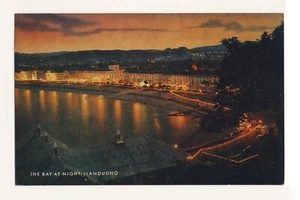 Cartolina d'epoca anni 50-70 La baia di notte, Landudno B - Foto 1 di 2