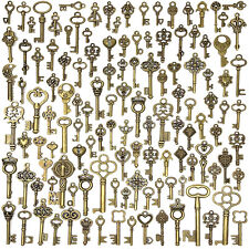 125PCS Vintage Style Antique Skeleton Furniture Cabinet Old Lock Keys Jewelry