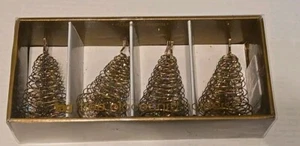tag Christmas Tree Place Card Holder Set 8 Gold Spiral Metal Star Glitter - Picture 1 of 8