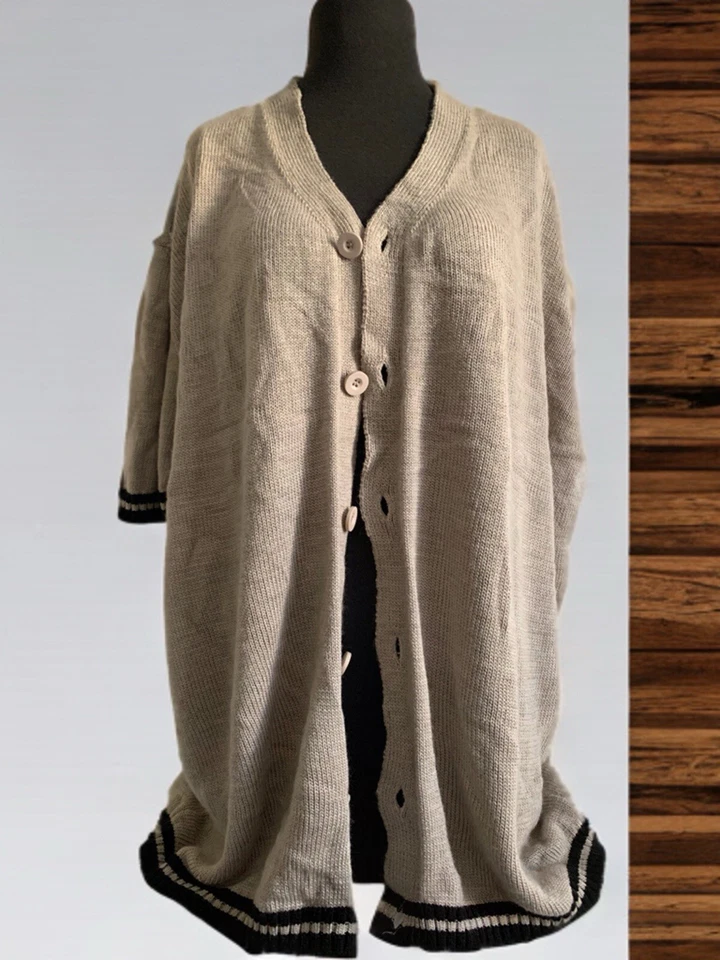 boohooMAN Jackets & Cardigan & Sweaters & Jumpers Beige Oversized  Men’s Women’s - Image 1 of 4