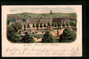 Lithographie Stuttgart, Neues Schloss und Schlossplatz 1898 - Picture 1 of 2