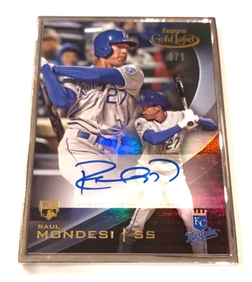 2016 Topps Gold Label RAUL MONDESI RC Rookie AUTO Platinum Framed #'d 1/1 Royals - Image 1 of 2