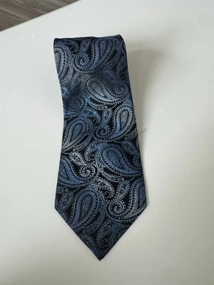 JOHN BARTLETT 真丝领带浅绿色黑色佩斯利 — 第 1/4 张图片