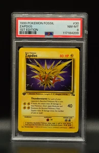 Zapdos 1st Edition 1999 Pokemon Fossil #30 WOTC PSA 8 Newly Graded - Picture 1 of 2