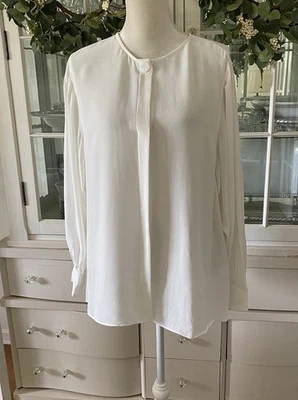 Blusa Massimo Dutti manga larga abotonada para mujer M 10 camisa viscosa blanca Foto 1 de 4
