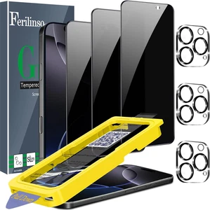 Ferilinso [Auto Dust Install] 3 Pack Privacy Screen Protector for Iphone 16 Pro - Picture 1 of 12