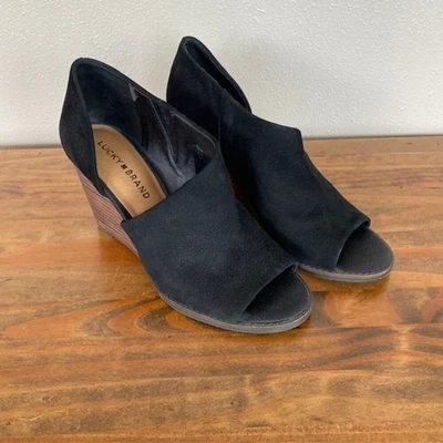 Lucky Brand Black Open Toe Wedge Tylera Booties - SIze 8 - Image 1 of 4