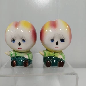 Vintage anthropomorphe Pfirsich Salz und Pfefferstreuer - Bild 1 von 7