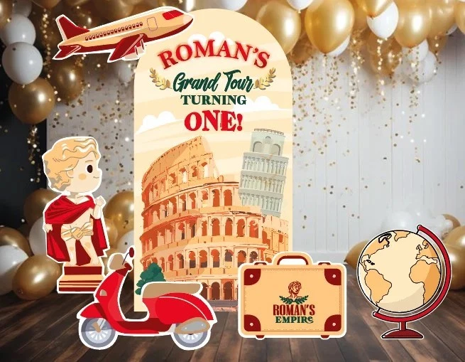 Roman Travel Adventure Theme Backdrop Birthday, Party props - Image 1 of 1