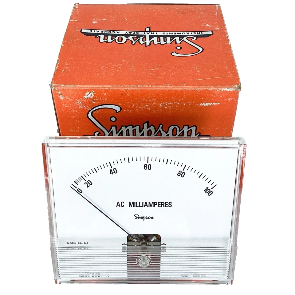 Simpson 954MD Analog Panel Meter AC 0–100mA TV-4 AMA100 NOS Vintage Test Meter - Image 1 of 4
