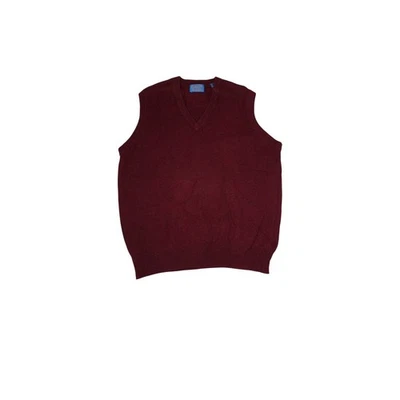 Vintage Pendleton Men's V Neck Sweater Vest Burgundy 100% Lambs Wool Size L - Image 1 of 4