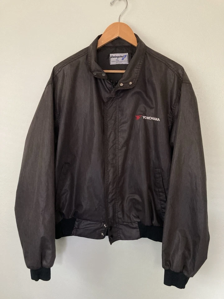 Chaqueta Swingster Vintage Yokohama Cremallera Completa Para Hombre XL Negra Foto 1 de 4