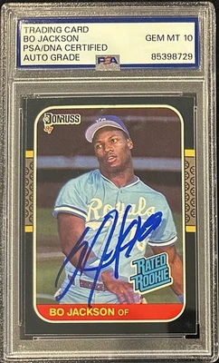 Tarjeta automática de novato Bo Jackson 1987 Leaf Donruss con clasificación #35 PSA/DNA 10 (etiqueta nueva) Foto 1 de 2