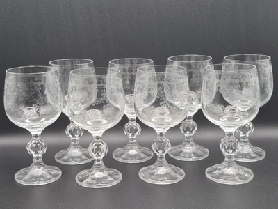 Vintage Bohemia Crystal Stem Hand Blown Wine Glasses For Adults Set of 8 - Image 1 of 3