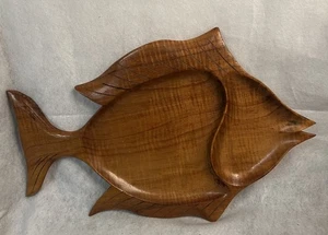 Koa Wood Fish Tray Signed Blair Honolulu Hawaii Tiki Style  19” Long - Picture 1 of 13