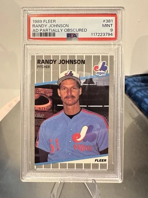 Fleer Randy Johnson #381 1989 anuncio parcialmente oscurecido PSA 9 segundo año unidad grande patio Foto 1 de 2