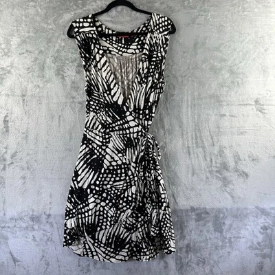 Vestido envolvente sintético Elle para mujer L negro blanco estampado animal abstracto Foto 1 de 4