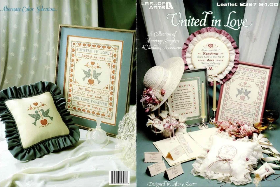 United in Love Pattern Cross Stitch Leisure Arts Marriage Samplers Wedding Acces - Image 1 of 1