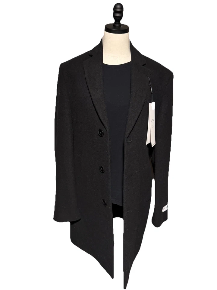 Calvin Klein Extra Slim Fit Prosper Overcoat 36r Black Wool #5267