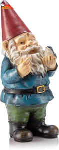 Alpine Corporation 12" Tall Outdoor Garden Gnome with Bird Yard Statue Decoratio - Picture 1 of 11