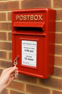 Contemporary Letterbox Red Post Box with Lock - Durable Cast Iron Mailbox - Picture 1 of 9