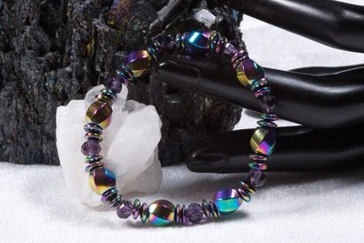 Edelstein Armband aus Titan Regenbogen | 8mm Kugelarmband - Bild 1 von 2