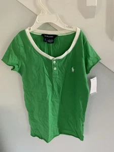 Polo Ralph Lauren Girls Green Short Sleeve T-Shirt NWT Size Small 7 - Picture 1 of 4