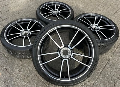 4 ORIGINAL 20" 21" ALU WINTERRÄDER PORSCHE 911 (992)TURBO S RDKS SCHWARZ GLANZ - Bild 1 von 4