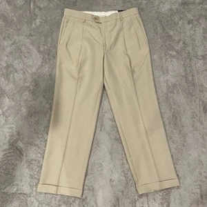Saddlebred Pants Mens 36x30 Traveler Comfort Flex Dress Cuffed Pleated Beige NWT - Picture 1 of 17