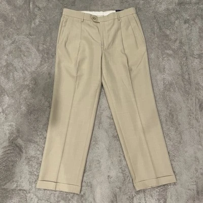 Pantalones Saddlebred Para Hombres 36x30 Viajero Cómodo Flex Vestido Puños Plisado Beige Nuevos con Etiquetas Foto 1 de 4
