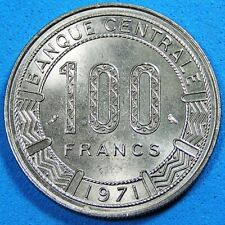 Cameroon Cameroun 100 Francs Coin, 1971 Lustrous UNC Three Giant Eland KM-15