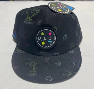 Maui & Sons 翻盖帽炮弹帽 1 码全新带标签黑色 — 第 1/4 张图片